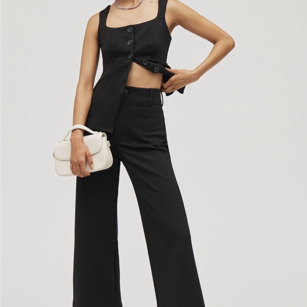 Anthropologie Black Wide Leg Colette Knit Pants